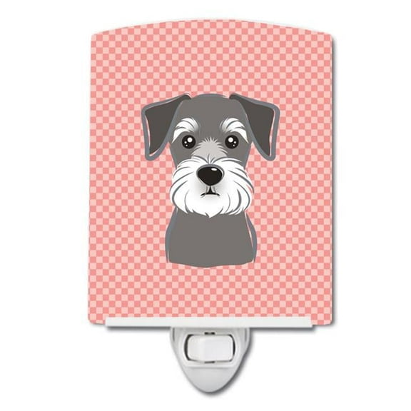 Checkerboard Pink Schnauzer Ceramic Night Light