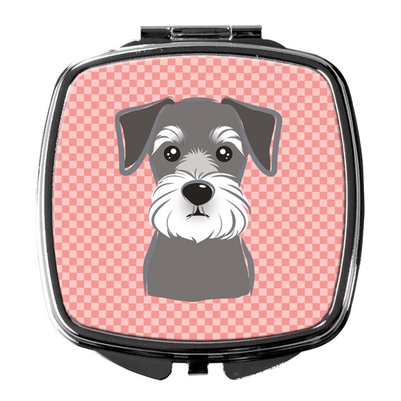 Checkerboard Pink Schnauzer Compact Mirror BB1206SCM