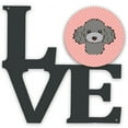 thumbnail image 1 of Checkerboard Pink Silver Gray Poodle Metal Wall Artwork LOVE, 1 of 2