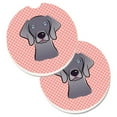thumbnail image 1 of Checkerboard Pink Weimaraner Set of 2 Cup Holder Car Coaster, 1 of 1