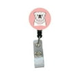 thumbnail image 1 of Checkerboard Pink White English Bulldog Retractable Badge Reel, 1 of 1