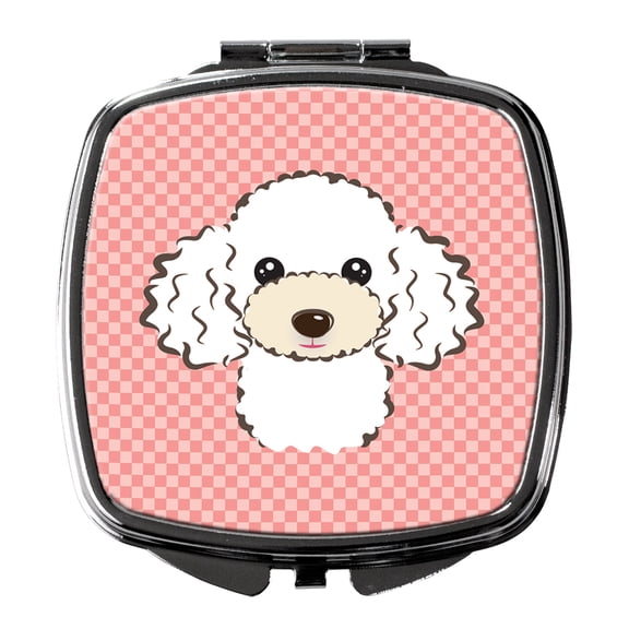 Checkerboard Pink White Poodle Compact Mirror BB1257SCM