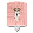 thumbnail image 1 of Checkerboard Pink Wire Haired Fox Terrier Ceramic Night Light, 1 of 1