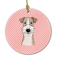 thumbnail image 1 of Checkerboard Pink Wire Haired Fox Terrier Ceramic Ornament, 1 of 2
