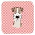 thumbnail image 1 of Checkerboard Pink Wire Haired Fox Terrier Foam Coasters - Set of 4, 1 of 1