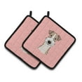 thumbnail image 1 of Checkerboard Pink Wire Haired Fox Terrier Pair of Pot Holders, 1 of 1