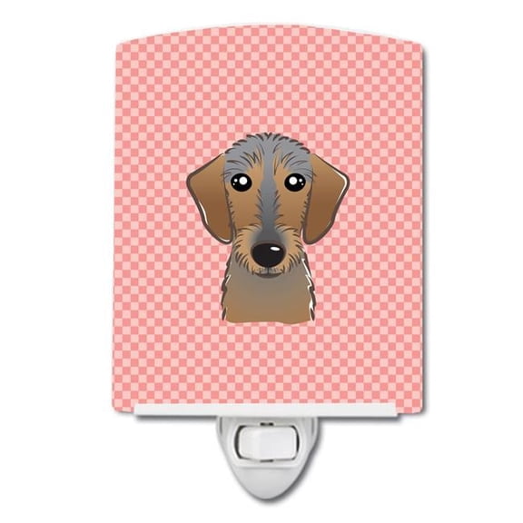 Checkerboard Pink Wirehaired Dachshund Ceramic Night Light