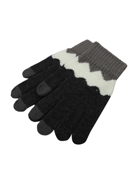 Checkerboard Plaid Touchscreen Winter Gloves Velvet-Lined Jacquard Knit Design Color Block Fashion Statement Thermal Insulation Texting Compatible Cold Weather Hands