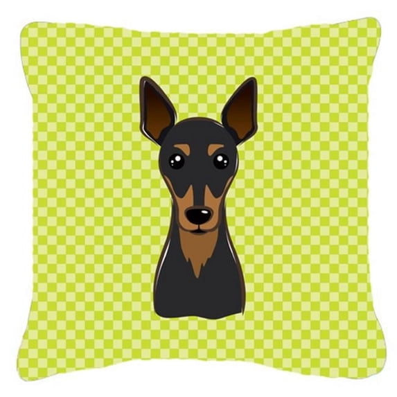 Checkerboard Print With Dog Fabric Decorative Pillow