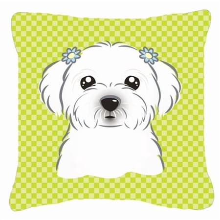 Checkerboard Print With Dog Fabric Decorative Pillow