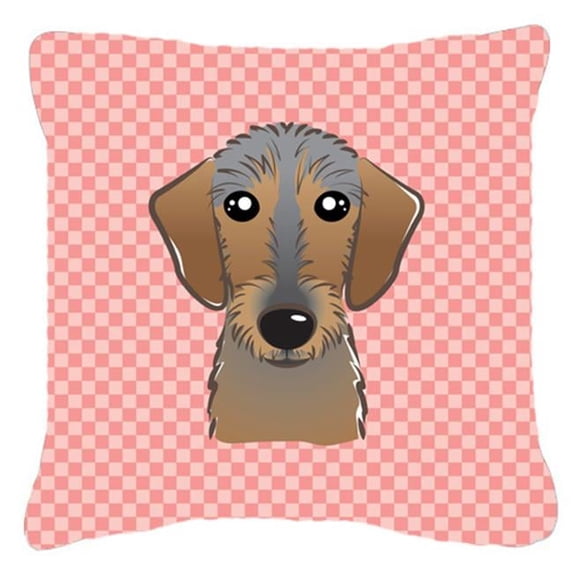 Checkerboard Print With Dog Fabric Decorative Pillow