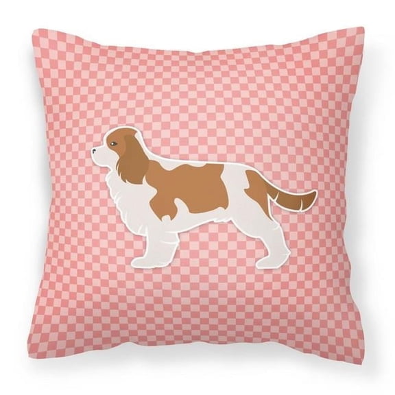 Carolines Treasures BB3649PW1818 Cavalier King Charles Spaniel Checkerboard Pink Fabric Decorative Pillow