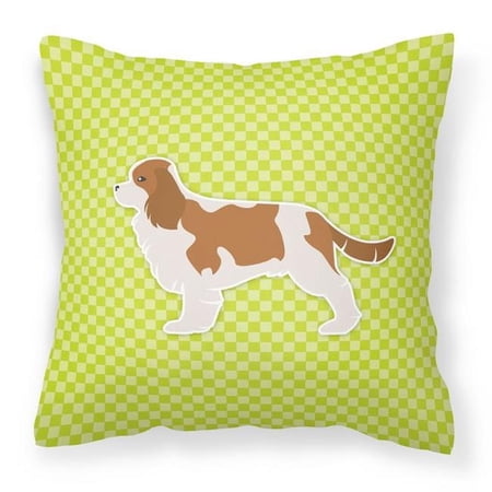 Carolines Treasures BB3849PW1818 Cavalier King Charles Spaniel Checkerboard Green Fabric Decorative Pillow