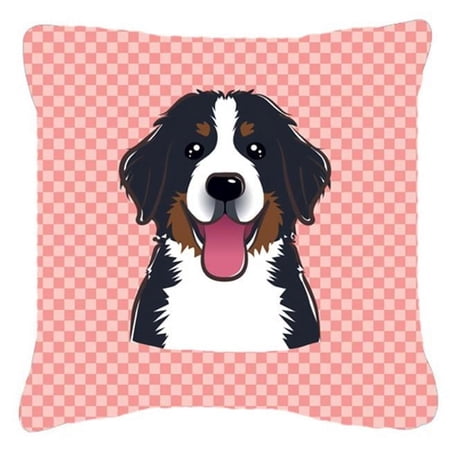 Checkerboard Print With Dog Fabric Decorative Pillow