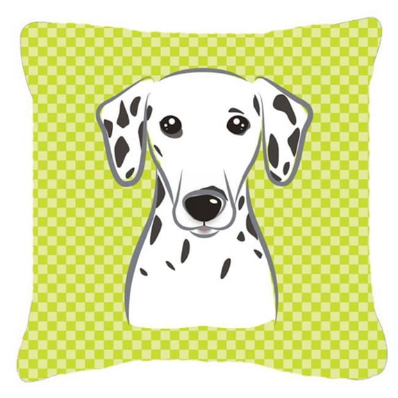 Caroline's Treasures BB1272PW1818 Checkerboard Lime Green Dalmatian Canvas Fabric Decorative Pillow , 18H x18W,