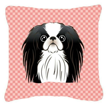 Checkerboard Print With Dog Fabric Decorative Pillow