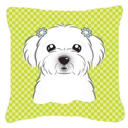 Checkerboard Print With Dog Fabric Decorative Pillow