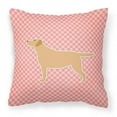 thumbnail image 1 of Carolines Treasures BB3597PW1818 Yellow Labrador Retriever Checkerboard Pink Fabric Decorative Pillow, 1 of 5