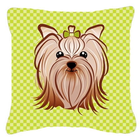 Checkerboard Print With Dog Fabric Decorative Pillow