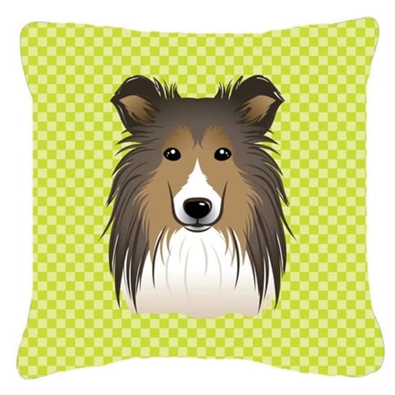 Checkerboard Print With Dog Fabric Decorative Pillow