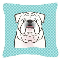 Checkerboard Print With Dog Fabric Decorative Pillow