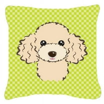 Checkerboard Print With Dog Fabric Decorative Pillow