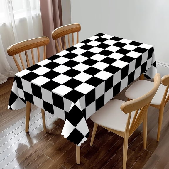 Checkerboard Rectangle Tablecloth Geometric Black and White Buffalo Plaid Table Cloth Dining Table Cover for Home Kitchen Restaurant Party Buffet Picnic 60 x 84 Inch