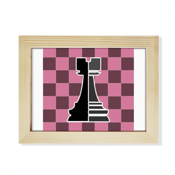 Checkerboard Rook Black Word Chess Desktop Photo Frame Picture Art Decoration Painting 6x8 inch