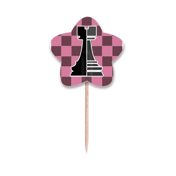 Checkerboard Rook Black Word Chess Toothpick Flags Star Lable Cupcake Picks