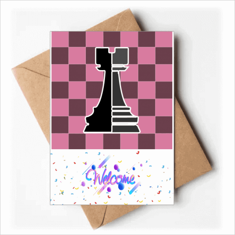 Checkerboard Rook Black Word Chess Welcome Back Greeting Cards ...