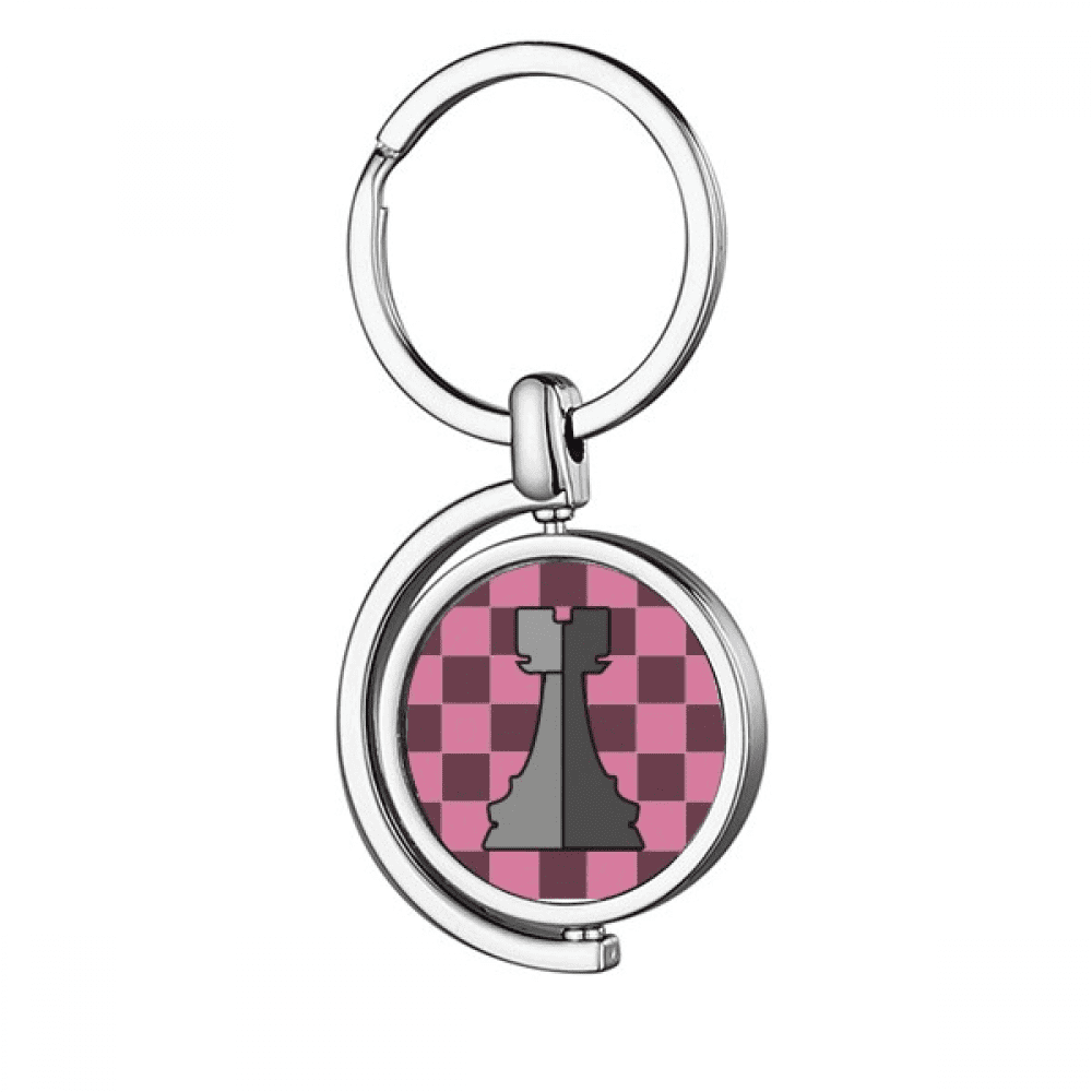 Key Ring Rook Checkerboard Rook White Word Chess Rotating Keychain Metal Keyring ...