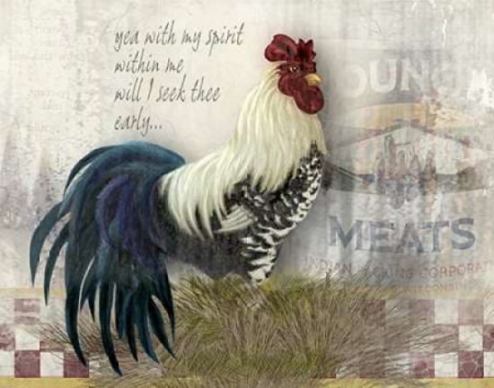 Checkerboard Rooster Canvas Art - Alma Lee (22 x 28)