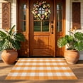 thumbnail image 1 of Checkerboard Rug,Porch Rug,Checkered Rug,Plaid Outdoor Rugs,Soft Machine Washable Cotton Woven Welcome Mat Area Rugs for Home Decor, Bedroom(Orange 31.5*20IN), 1 of 6