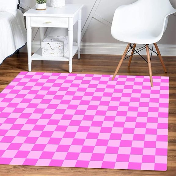 Checkerboard Square Area Rug Soft Pink Checkered Retro Rug For Living Dining Room Girls Bedroom Carpet Indoor Home Office Floor Mat Runner Rug 2 x 3ft