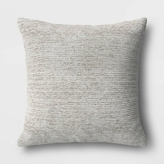 Checkerboard Woven Cotton Square Throw Pillow Gray : Indoor Jacquard Design, Viscose Blend, Polyester Fill