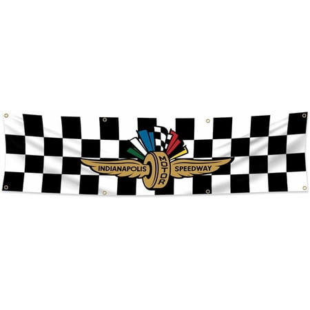 Checkered 2x8ft Banner for Garage, Black and White, Racing Fans, Sports Events, UV Resistant, Lightweight