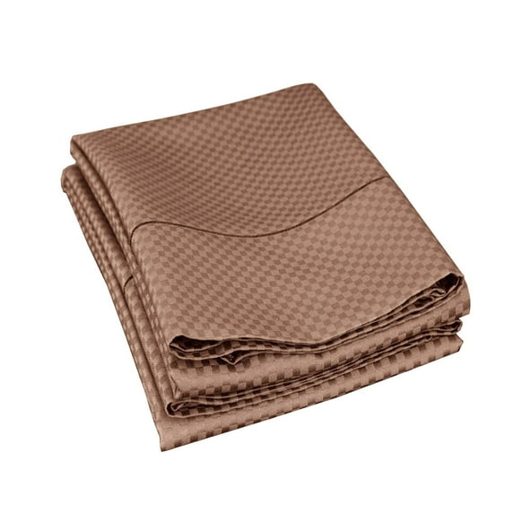 Checkered 800-Thread-Count Pillowcases Set, Cotton Blend, 7 Colors Taupe / Standard