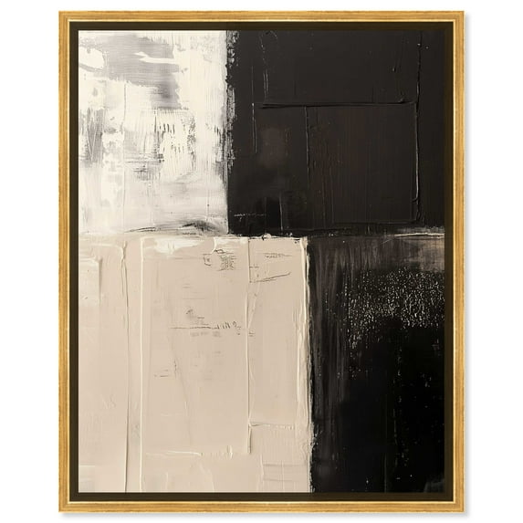 Checkered Abstract Shapes Wall Art Canvas Wall Art by Art Remedy, Gold Floater Frame, 37.5" x 46.5"