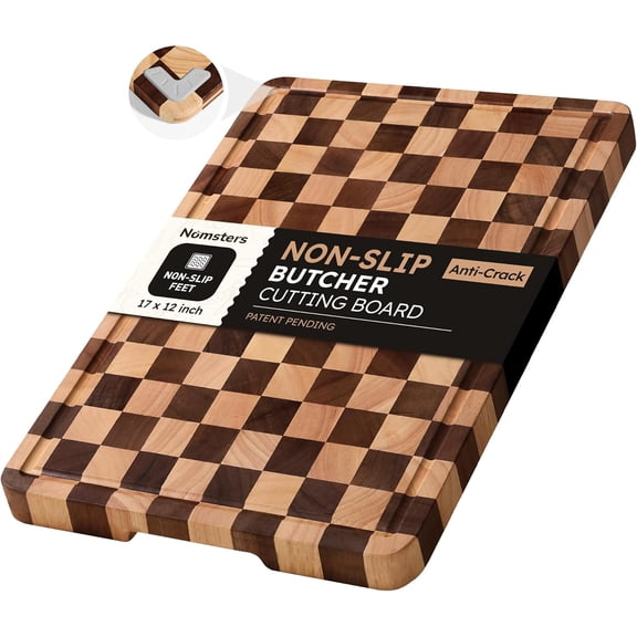 Checkered Acacia Wood Cutting Board 17 x 12 in