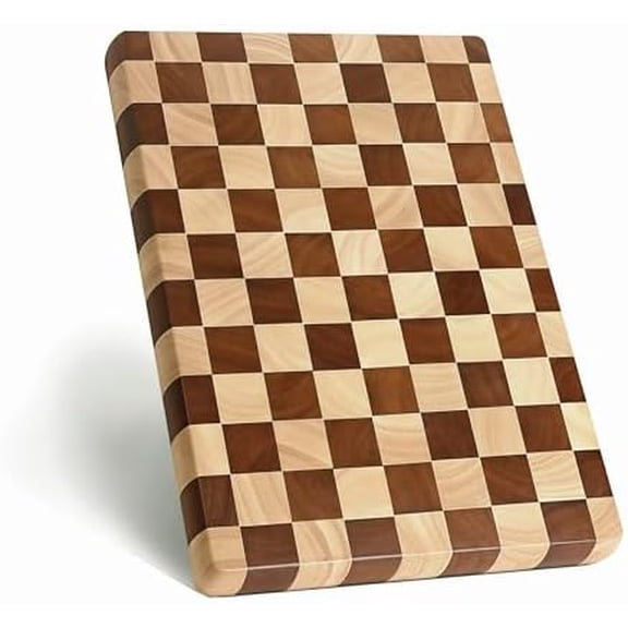 Checkered Acacia Wood Cutting Board for Kitchen, 16"L x 11"W x 1"Th – Large Butcher Block Cutting Board, Wooden Chopping & Charcuterie Board for Meat, Fruit, Cheese & Vegetables