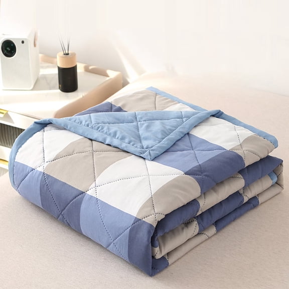 Checkered for Adults Twin Full Size Plaid Heavy Throw Blanket Microfiber Soft Thick Big Blankets Weighted Comforter Gift for Sleeping Small Blue 39.4 In