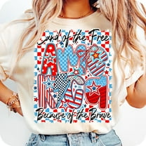 Checkered America Coquette T-Shirt – Retro USA Flag Graphic for Preppy 4th of July Outfit