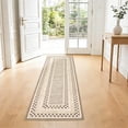 thumbnail image 1 of Checkered Area Rug 2x6, No Slip Washable Rug, Modern Bedroom Rug Under Bed Ultra Carpet, Low-Pile Rugs for Living Room Bedroom Dining Room, Brown, 1 of 7