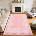 thumbnail image 1 of Checkered Area Rug 5x7, No Slip Washable Rug, Modern Bedroom Rug Under Bed Ultra Carpet, Low-Pile Rugs for Living Room Bedroom Dining Room, Pink, 1 of 7