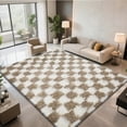 thumbnail image 1 of Checkered Area Rugs for Bedroom 5x8, Fluffy Beige and White Checkered Rug Fuzzy Shag Shaggy Carpets for Living Room, Soft Plush Furry Rug for Boy Girls Room Dorm Home Decor, 1 of 15