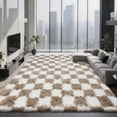 thumbnail image 1 of Checkered Area Rugs for Living Room 6x9, Fluffy Beige and White Checkered Rug Fuzzy Shag Shaggy Carpets for Bedroom, Soft Plush Furry Rug for Boy Girls Room Dorm Home Decor, 1 of 15
