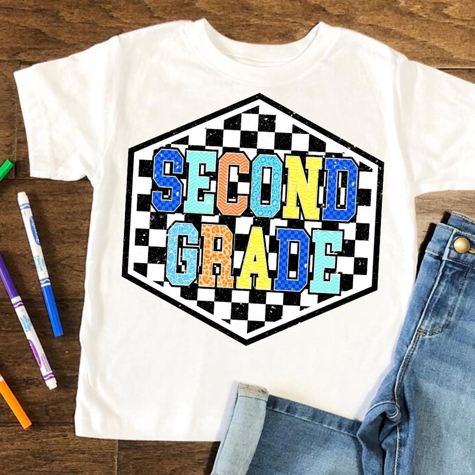 Checkered Back to School Boys Bundle, Blue Kindergarten Design, First ...