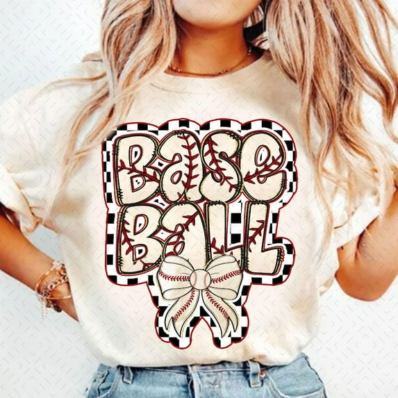 Checkered Baseball T-Shirt, Baseball Mama Shirt, Baseball Coquette Shirt, Brushstroke Baseball Shirt, Retro Baseball Shirt