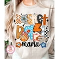 thumbnail image 1 of Checkered Basketball Mama Sweatshirt, Retro Game Day Pullover, Brushstroke Basketball Bow Doodle Sweater for Moms, 1 of 5
