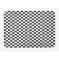 thumbnail image 1 of Checkered Bath Mat, Monochrome Composition with Classical Chessboard Inspired Abstract Tile Print, Plush Bathroom Decor Mat with Non Slip Backing, 29.5" X 17.5", Grey White, 1 of 2